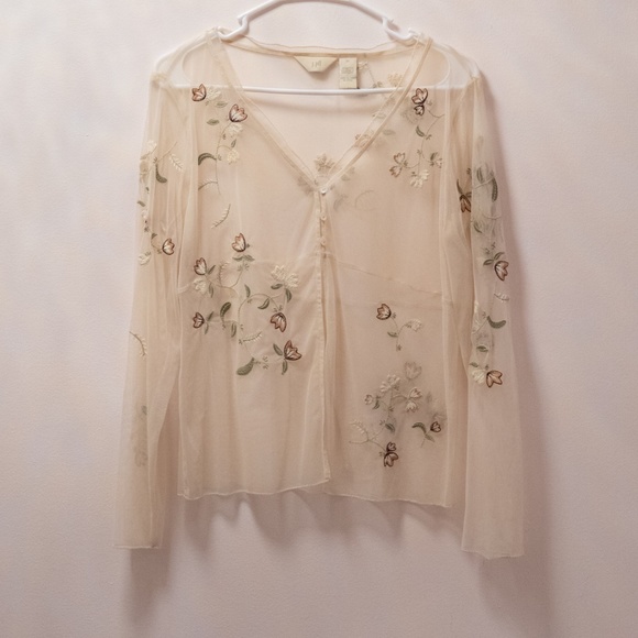 J. Jill Tops - J.Jill Mesh Embroidered Cardigan Size M